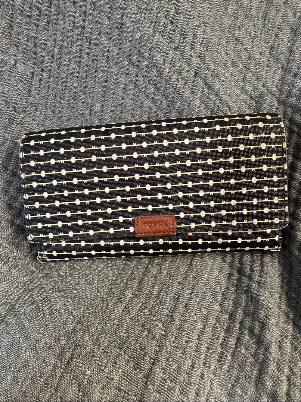 Fossil Black and White Dotted and Striped Wallet